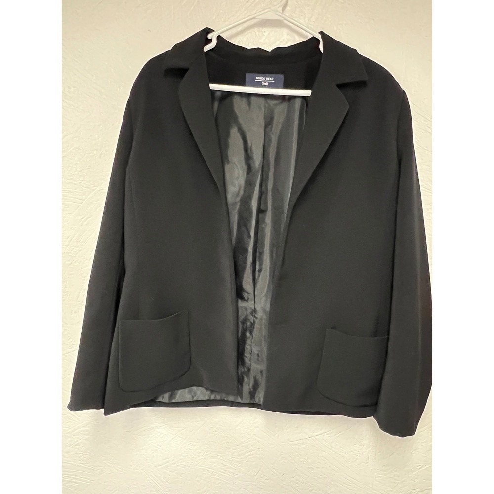Jones Wear Black Suit Jacket Blazer Career Office‎ Open Front Size 14